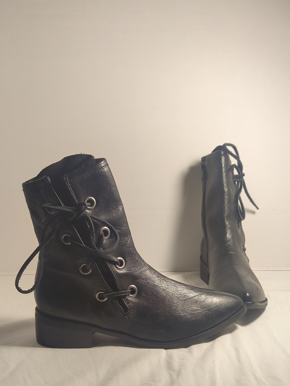 New Free People X Matisse Voyage Western Black Lace-Up Ankle Boots US 7